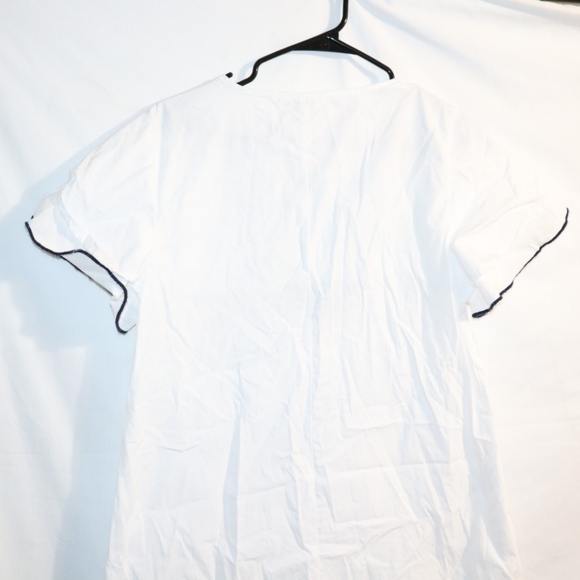 Crown and IVY White Blue Embroidered Collar Tunic Size Medium - Picture 10 of 10